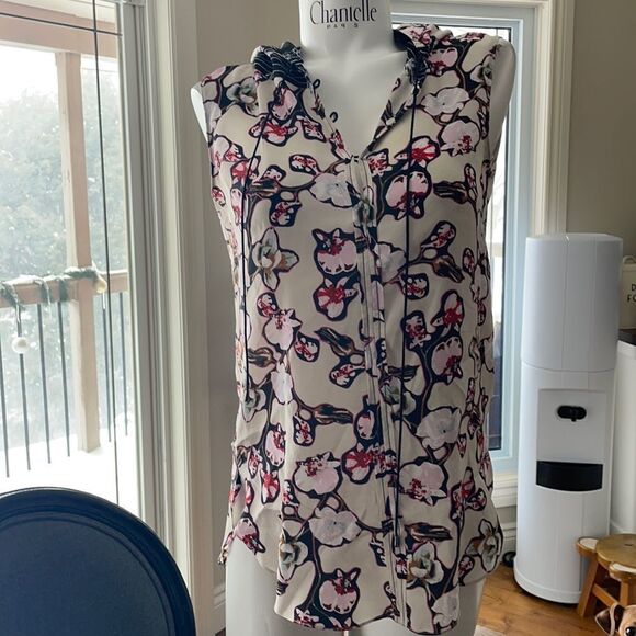 🎀Dorothee Schumacher medium silk floral sleeveless top with hood - Picture 1 of 8